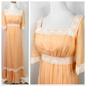 VINTAGE 1970s Lorrie Deb Prairie Maxi Dress Small